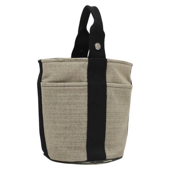 HERMES Sakso Hand Bag Canvas Gray Auth 118151 - Picture 1 of 14